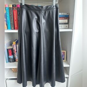 Banana Republic Midi Black Vegan Leather Skirt NWT